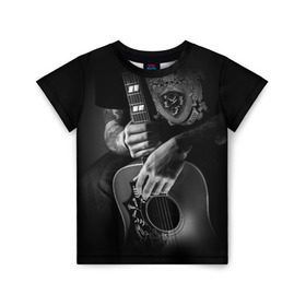 Детская футболка 3D с принтом Гитарист в Санкт-Петербурге, 100% гипоаллергенный полиэфир | прямой крой, круглый вырез горловины, длина до линии бедер, чуть спущенное плечо, ткань немного тянется | rock | гитара | рок | рок жив | рок музыка | русский рок