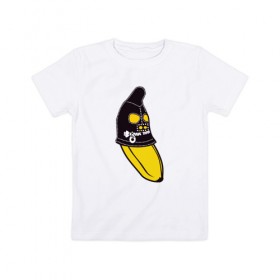 Детская футболка хлопок с принтом Банан в маске в Санкт-Петербурге, 100% хлопок | круглый вырез горловины, полуприлегающий силуэт, длина до линии бедер | Тематика изображения на принте: 