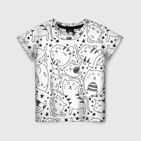 Детская футболка 3D с принтом Котейки в Санкт-Петербурге, 100% гипоаллергенный полиэфир | прямой крой, круглый вырез горловины, длина до линии бедер, чуть спущенное плечо, ткань немного тянется | cat | кот | котенок | котик | кошка | принт | рисунок