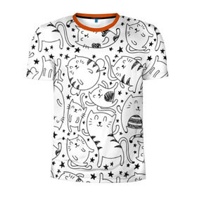 Мужская футболка 3D спортивная с принтом Котейки в Санкт-Петербурге, 100% полиэстер с улучшенными характеристиками | приталенный силуэт, круглая горловина, широкие плечи, сужается к линии бедра | cat | кот | котенок | котик | кошка | принт | рисунок
