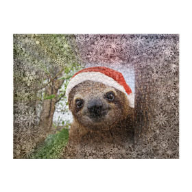 Обложка для студенческого билета с принтом Рождественский ленивец в Санкт-Петербурге, натуральная кожа | Размер: 11*8 см; Печать на всей внешней стороне | Тематика изображения на принте: джунгли | животное | ленивый | лень | новый год | рождество | снег | снежинки | тропики | улыбка | шапка