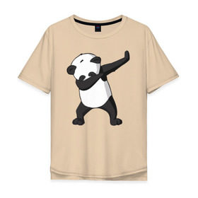 Мужская футболка хлопок Oversize с принтом Panda dab в Санкт-Петербурге, 100% хлопок | свободный крой, круглый ворот, “спинка” длиннее передней части | дэб | панда