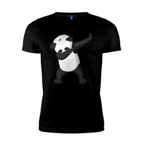Мужская футболка премиум с принтом Panda dab в Санкт-Петербурге, 92% хлопок, 8% лайкра | приталенный силуэт, круглый вырез ворота, длина до линии бедра, короткий рукав | Тематика изображения на принте: дэб | панда