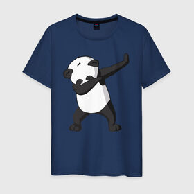 Мужская футболка хлопок с принтом Panda dab в Санкт-Петербурге, 100% хлопок | прямой крой, круглый вырез горловины, длина до линии бедер, слегка спущенное плечо. | Тематика изображения на принте: дэб | панда