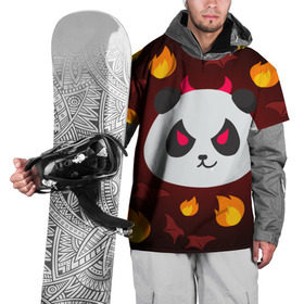 Накидка на куртку 3D с принтом Панда дьяволенок в Санкт-Петербурге, 100% полиэстер |  | Тематика изображения на принте: дьяволенок | красный | крылья | огонь | панда | рога