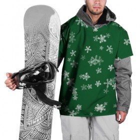 Накидка на куртку 3D с принтом Снежная феерия (зелёный) в Санкт-Петербурге, 100% полиэстер |  | happy new year | блеск | ёлка | зима | конфетти | новый год | подарки | праздник | снег | снежинки