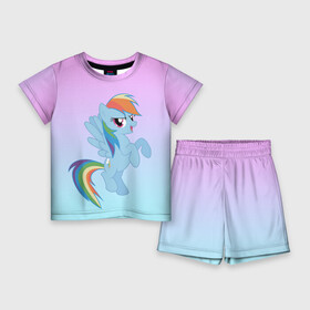Детский костюм с шортами 3D с принтом Rainbowdash в Санкт-Петербурге,  |  | mlp | pony | rainbowdash | raindbow dash | пони