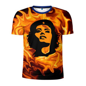 Мужская футболка 3D спортивная с принтом Revolutionary girl в Санкт-Петербурге, 100% полиэстер с улучшенными характеристиками | приталенный силуэт, круглая горловина, широкие плечи, сужается к линии бедра | звезда | огонь | патриотизм | пламя | революционер | революция | россия | че гевара