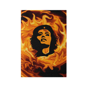 Обложка для паспорта матовая кожа с принтом Revolutionary girl в Санкт-Петербурге, натуральная матовая кожа | размер 19,3 х 13,7 см; прозрачные пластиковые крепления | звезда | огонь | патриотизм | пламя | революционер | революция | россия | че гевара