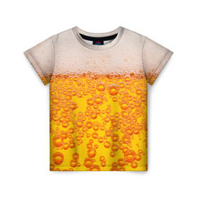Детская футболка 3D с принтом Пивная тема в Санкт-Петербурге, 100% гипоаллергенный полиэфир | прямой крой, круглый вырез горловины, длина до линии бедер, чуть спущенное плечо, ткань немного тянется | Тематика изображения на принте: пена | прикол | пузырьки