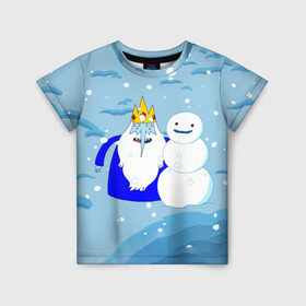 Детская футболка 3D с принтом Ice King New Year в Санкт-Петербурге, 100% гипоаллергенный полиэфир | прямой крой, круглый вырез горловины, длина до линии бедер, чуть спущенное плечо, ткань немного тянется | 