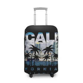 Чехол для чемодана 3D с принтом Калифорния в Санкт-Петербурге, 86% полиэфир, 14% спандекс | двустороннее нанесение принта, прорези для ручек и колес | america | beach | california state | los angeles | palm trees | sea | states | united | usa | америки | калифорния | лос анджелес | море | пальмы | пляж | соединенные | сша | штат | штаты