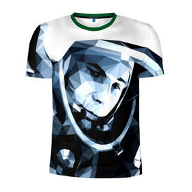 Мужская футболка 3D спортивная с принтом Гагарин в Санкт-Петербурге, 100% полиэстер с улучшенными характеристиками | приталенный силуэт, круглая горловина, широкие плечи, сужается к линии бедра | поехали | полигоны | юрий
