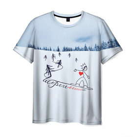 Мужская футболка 3D с принтом Шерегеш в Санкт-Петербурге, 100% полиэфир | прямой крой, круглый вырез горловины, длина до линии бедер | Тематика изображения на принте: gesh | геш | лыжи | лыжник | сноуборд | шерегеш | шершавель