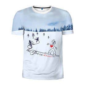 Мужская футболка 3D спортивная с принтом Шерегеш в Санкт-Петербурге, 100% полиэстер с улучшенными характеристиками | приталенный силуэт, круглая горловина, широкие плечи, сужается к линии бедра | gesh | геш | лыжи | лыжник | сноуборд | шерегеш | шершавель