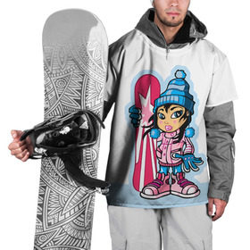 Накидка на куртку 3D с принтом Snowboard girl 3 в Санкт-Петербурге, 100% полиэстер |  | extreme | girl | snowboard | девушка | сноуборд | экстрим