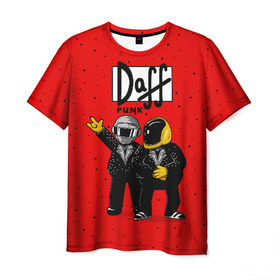 Мужская футболка 3D с принтом Daff Punk в Санкт-Петербурге, 100% полиэфир | прямой крой, круглый вырез горловины, длина до линии бедер | donut | homer | music | simpson | барт | гомер | музыка | пончик | симпсон