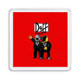 Магнит 55*55 с принтом Daff Punk в Санкт-Петербурге, Пластик | Размер: 65*65 мм; Размер печати: 55*55 мм | Тематика изображения на принте: donut | homer | music | simpson | барт | гомер | музыка | пончик | симпсон