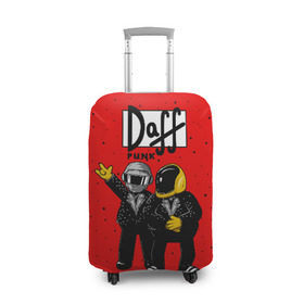 Чехол для чемодана 3D с принтом Daff Punk в Санкт-Петербурге, 86% полиэфир, 14% спандекс | двустороннее нанесение принта, прорези для ручек и колес | donut | homer | music | simpson | барт | гомер | музыка | пончик | симпсон