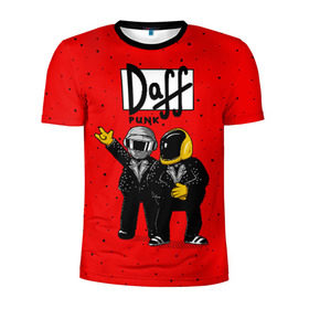 Мужская футболка 3D спортивная с принтом Daff Punk в Санкт-Петербурге, 100% полиэстер с улучшенными характеристиками | приталенный силуэт, круглая горловина, широкие плечи, сужается к линии бедра | donut | homer | music | simpson | барт | гомер | музыка | пончик | симпсон