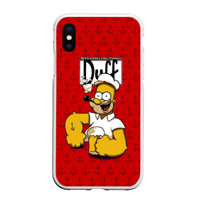 Чехол для iPhone XS Max матовый с принтом Duff Beer в Санкт-Петербурге, Силикон | Область печати: задняя сторона чехла, без боковых панелей | bart | donut | griffin | homer | popeye | simpson | барт | гомер | гриффин | капитан | моряк | симпсон | стьюи | якорь