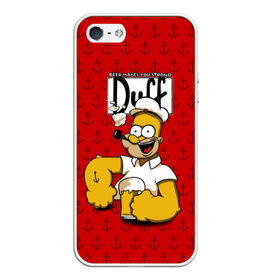 Чехол для iPhone 5/5S матовый с принтом Duff Beer в Санкт-Петербурге, Силикон | Область печати: задняя сторона чехла, без боковых панелей | bart | donut | griffin | homer | popeye | simpson | барт | гомер | гриффин | капитан | моряк | симпсон | стьюи | якорь