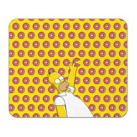 Коврик прямоугольный с принтом Пончики Гомера Симпсона в Санкт-Петербурге, натуральный каучук | размер 230 х 185 мм; запечатка лицевой стороны | donut | homer | simpson | гомер | еда | плюшка | пончик | симпсон