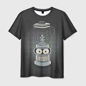Мужская футболка 3D с принтом Bender Blender в Санкт-Петербурге, 100% полиэфир | прямой крой, круглый вырез горловины, длина до линии бедер | bender | fry | futurama | hermes | zoidberg | бендер | блендер | гермес | зойдберг | туранга | фрай | футурама