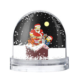 Снежный шар с принтом Симпсон - Санта Клаус в Санкт-Петербурге, Пластик | Изображение внутри шара печатается на глянцевой фотобумаге с двух сторон | bart | christmas | happy new year | homer simpson | the simpsons | барт | гомер | дед мороз | луна | новый год | олень | подарки | санта | снег | собака | сосульки