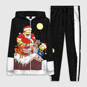 Женский костюм 3D с принтом Симпсон   Санта Клаус в Санкт-Петербурге,  |  | bart | christmas | happy new year | homer simpson | the simpsons | барт | гомер | дед мороз | луна | новый год | олень | подарки | санта | снег | собака | сосульки