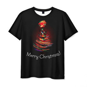 Мужская футболка 3D с принтом Елочка в Санкт-Петербурге, 100% полиэфир | прямой крой, круглый вырез горловины, длина до линии бедер | christmas | new year | winter | дед мороз | зима | новый год | рождество