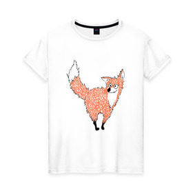 Женская футболка хлопок с принтом Crazy fox в Санкт-Петербурге, 100% хлопок | прямой крой, круглый вырез горловины, длина до линии бедер, слегка спущенное плечо | crazy | fox | безумная | веселая | лиса | лисичка | лисички тупички