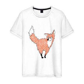 Мужская футболка хлопок с принтом Crazy fox в Санкт-Петербурге, 100% хлопок | прямой крой, круглый вырез горловины, длина до линии бедер, слегка спущенное плечо. | crazy | fox | безумная | веселая | лиса | лисичка | лисички тупички