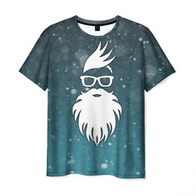 Мужская футболка 3D с принтом Rock santa в Санкт-Петербурге, 100% полиэфир | прямой крой, круглый вырез горловины, длина до линии бедер | rock santa | santa | дед мороз | новый год | подарок на новый год | санта | снежинки