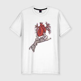 Мужская футболка премиум с принтом Рука и сердце в Санкт-Петербурге, 92% хлопок, 8% лайкра | приталенный силуэт, круглый вырез ворота, длина до линии бедра, короткий рукав | био | механика | рука | сердце | тату