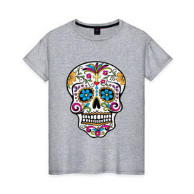 Женская футболка хлопок с принтом День Мертвых в Санкт-Петербурге, 100% хлопок | прямой крой, круглый вырез горловины, длина до линии бедер, слегка спущенное плечо | день мертвых | мексика | туризм | череп