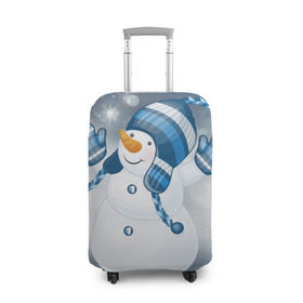 Чехол для чемодана 3D с принтом С Новым годом! в Санкт-Петербурге, 86% полиэфир, 14% спандекс | двустороннее нанесение принта, прорези для ручек и колес | рождество | снеговик | снежинки