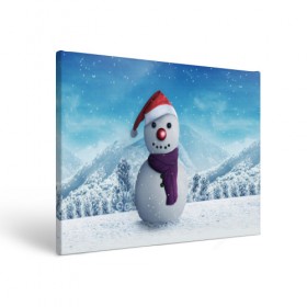 Холст прямоугольный с принтом Снеговик в Санкт-Петербурге, 100% ПВХ |  | happy new year | блеск | ёлка | зима | игрушки. праздник | конфетти | новый год | подарки | снег