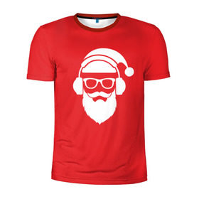 Мужская футболка 3D спортивная с принтом Дед мороз в Санкт-Петербурге, 100% полиэстер с улучшенными характеристиками | приталенный силуэт, круглая горловина, широкие плечи, сужается к линии бедра | 2017 | аудио | борода | дед мороз | музыка | наушники | новый год | очки | подарки | праздник | усы | хипстер