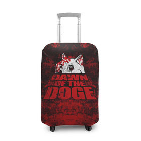 Чехол для чемодана 3D с принтом Dawn of the Doge в Санкт-Петербурге, 86% полиэфир, 14% спандекс | двустороннее нанесение принта, прорези для ручек и колес | dog | doge | walking dead | zombie | додж | зомби | мем | собака | ходячие мертвецы