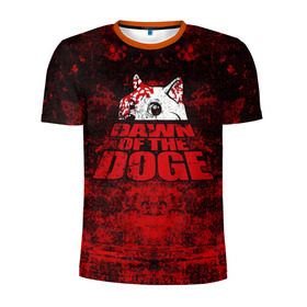 Мужская футболка 3D спортивная с принтом Dawn of the Doge в Санкт-Петербурге, 100% полиэстер с улучшенными характеристиками | приталенный силуэт, круглая горловина, широкие плечи, сужается к линии бедра | dog | doge | walking dead | zombie | додж | зомби | мем | собака | ходячие мертвецы