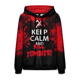 Мужская толстовка 3D с принтом Keep Calm & Kill Zombies в Санкт-Петербурге, 100% полиэстер | двухслойный капюшон со шнурком для регулировки, мягкие манжеты на рукавах и по низу толстовки, спереди карман-кенгуру с мягким внутренним слоем. | bone | carl | rick | skelet | skull | walking dead | zombie | граймс | зомби | карл | нежить | нечисть | рик | скелет | ходячие мертвецы | череп