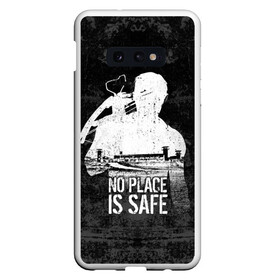 Чехол для Samsung S10E с принтом No Place is Safe в Санкт-Петербурге, Силикон | Область печати: задняя сторона чехла, без боковых панелей | bone | carl | rick | skelet | skull | walking dead | zombie | граймс | зомби | карл | кости | рик | скелет | ходячие мертвецы | череп