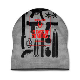 Шапка 3D с принтом Арсенал против зомби в Санкт-Петербурге, 100% полиэстер | универсальный размер, печать по всей поверхности изделия | bone | carl | rick | skelet | skull | walking dead | zombie | автомат | арсенал | граймс | граната | зомби | карл | оружие | пистолет | рик | ходячие мертвецы