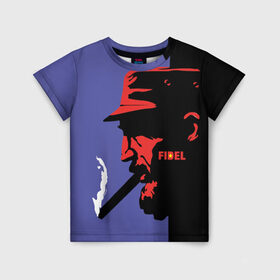 Детская футболка 3D с принтом Fidel в Санкт-Петербурге, 100% гипоаллергенный полиэфир | прямой крой, круглый вырез горловины, длина до линии бедер, чуть спущенное плечо, ткань немного тянется | castro | che | fidel | guevara | гевара | кастро | фидель | че