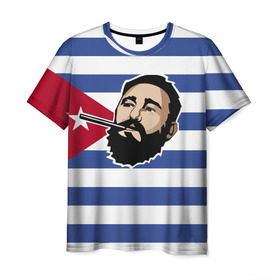 Мужская футболка 3D с принтом Fidel Castro в Санкт-Петербурге, 100% полиэфир | прямой крой, круглый вырез горловины, длина до линии бедер | castro | che | fidel | guevara | гевара | кастро | фидель | че