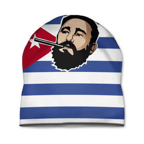 Шапка 3D с принтом Fidel Castro в Санкт-Петербурге, 100% полиэстер | универсальный размер, печать по всей поверхности изделия | Тематика изображения на принте: castro | che | fidel | guevara | гевара | кастро | фидель | че
