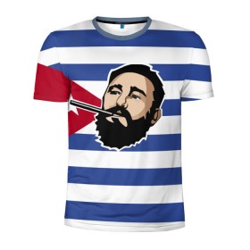Мужская футболка 3D спортивная с принтом Fidel Castro в Санкт-Петербурге, 100% полиэстер с улучшенными характеристиками | приталенный силуэт, круглая горловина, широкие плечи, сужается к линии бедра | Тематика изображения на принте: castro | che | fidel | guevara | гевара | кастро | фидель | че