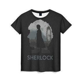 Женская футболка 3D с принтом Sherlock World в Санкт-Петербурге, 100% полиэфир ( синтетическое хлопкоподобное полотно) | прямой крой, круглый вырез горловины, длина до линии бедер | Тематика изображения на принте: doctor | holmes | холмс | шерлок