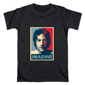 Мужская футболка хлопок с принтом Леннон в Санкт-Петербурге, 100% хлопок | прямой крой, круглый вырез горловины, длина до линии бедер, слегка спущенное плечо. | beatles | lennon | битлз | джон | музыка